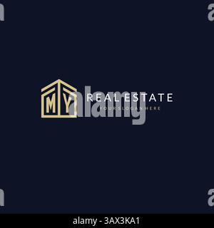 Letter MY with simple home icon logo design, creative logo design for mortgage real estate vector graphic Stock Vector