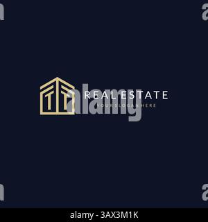 Letter TT with simple home icon logo design, creative logo design for mortgage real estate vector graphic Stock Vector