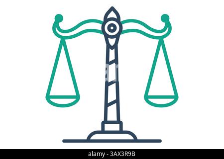 Scales of justice icon. line icon style. icon related to fairness and impartiality. law elements vector illustration Stock Vector