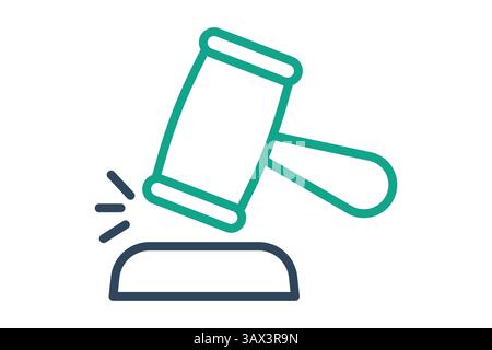 Gavel icon. line icon style. icon related to finality of decisions. law elements vector illustration Stock Vector