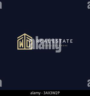 Letter WD with simple home icon logo design, creative logo design for mortgage real estate vector graphic Stock Vector