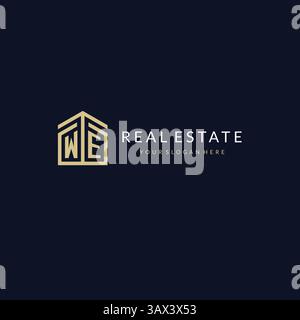 Letter WE with simple home icon logo design, creative logo design for mortgage real estate vector graphic Stock Vector