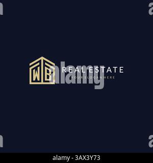 Letter WB with simple home icon logo design, creative logo design for mortgage real estate vector graphic Stock Vector