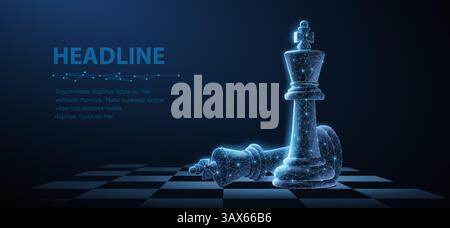 Chess kings. Win in game, AI in chess, chess strategy, digital manager Stock Vector