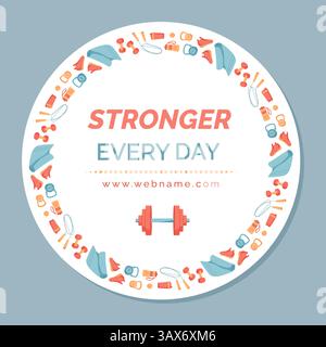 Colorful Minimal Fitness Banner Frame Stock Vector