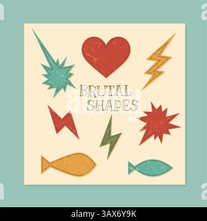 Vintage Grunge Brutal Shapes Set Stock Vector