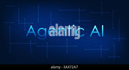Agentic AI technology refers to artificial intelligence that has the ability to think and make decisions independently, and may appear as a futuristic Stock Vector