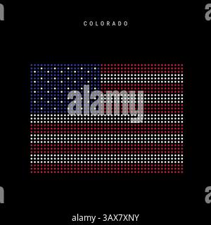 Colorado pixel flag map icon. 8 bit pixel art map covered with american ...