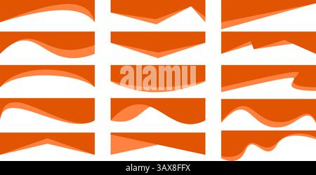 Abstract curved border shapes for header design. Vector divider sections isolated on white background. Website page bottom templates. Wavy elements Stock Vector