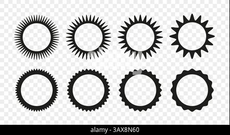 Zigzag edge round frames collection. Stock Vector