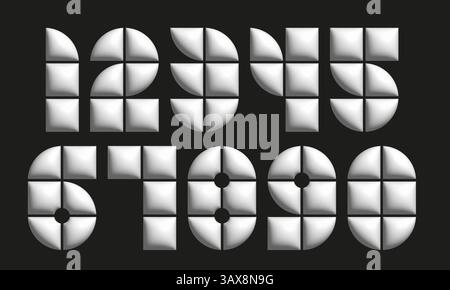 3d geometric number set Stock Vector