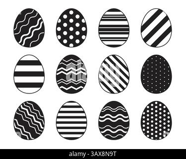 Black and white easter egg collection Stock Vector