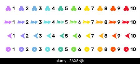 Bullet points. Colorful label number pointing bullets, modern pointers ...
