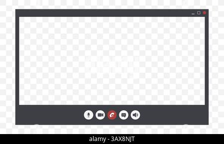 Videocall Interface template. Conference meeting mockup. Background of video chat screen for teleconferences. Vector Illustration in flat style Stock Vector