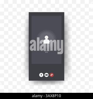 Videocall User Interface. Video chat screen template. Online chat with avatar and buttons for mobile, computer, laptop. Flat Vector illustration Stock Vector