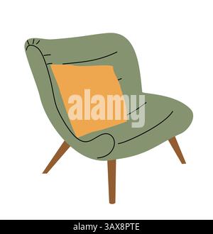 Trendy armchair design in retro mid century style Stock Vector