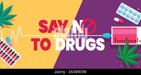 Say no to drug abuse clipart poster. Stop illegal use of drugs campaign ...