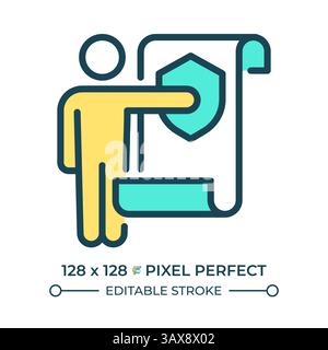 Freedom from state and interference in rights pixel perfect line color icon Stock Vector