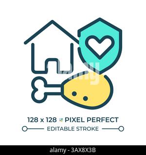 Right to adequate living standard pixel perfect line color icon Stock Vector