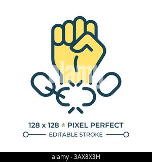 Freedom from slavery pixel perfect line color icon Stock Vector