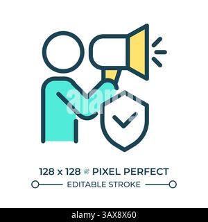 Freedom of opinion and information pixel perfect line color icon Stock Vector