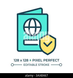 Right to nationality pixel perfect line color icon Stock Vector