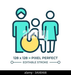 Freedom from discrimination pixel perfect line color icon Stock Vector