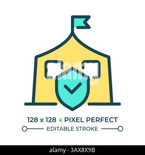 Right to asylum in other countries pixel perfect line color icon Stock Vector