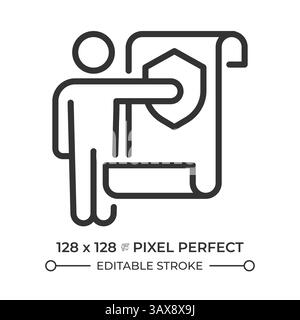 Freedom from state and personal interference in rights pixel perfect line icon Stock Vector