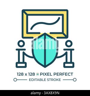 Right to participate in cultural life of community pixel perfect line color icon Stock Vector
