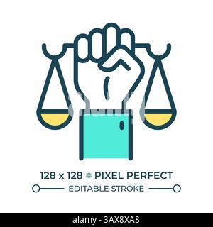 Right to recognition as person before law pixel perfect line color icon Stock Vector