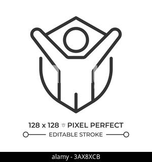 Right to life, liberty, personal security pixel perfect line icon Stock Vector