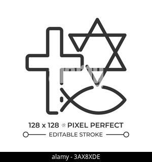Freedom of belief and religion pixel perfect line icon Stock Vector