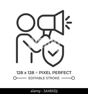 Freedom of opinion and information pixel perfect line icon Stock Vector