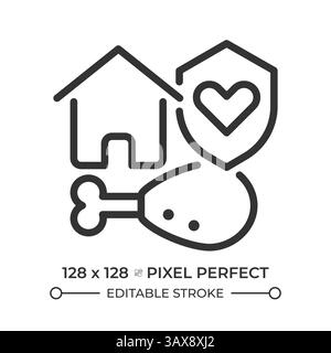 Right to adequate living standard pixel perfect line icon Stock Vector