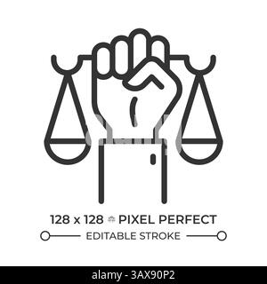Right to recognition as person before law pixel perfect line icon Stock Vector