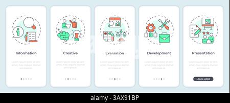 Value engineering principles onboarding mobile app screen Stock Vector