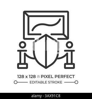 Right to participate in cultural life of community pixel perfect line icon Stock Vector