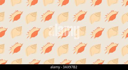 Sea shells, fossils and mollusks seamless pattern Stock Vector