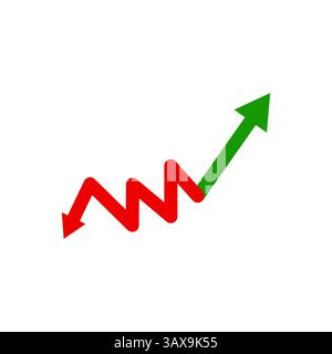 Zigzag Arrows Depicting Business Growth and Loss Abstract Vector Concept Stock Vector