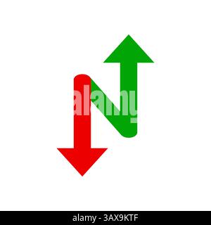 Opposing Red and Green Arrows Forming Symbolizing Directional Movement Stock Vector