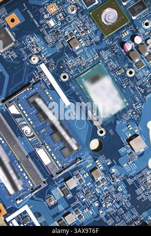 Motherboard of a laptop - close-up and detail of the laptop mainboard Stock Photo