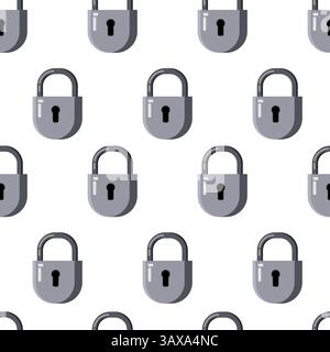 Seamless pattern metal lock, padlock Stock Vector