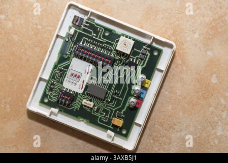 Relays and other components of a circuit on a circuit board - Circuit Stock Photo