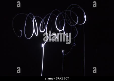 Abstract white lines on black background Stock Photo