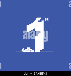 number one brick construction Stock Vector
