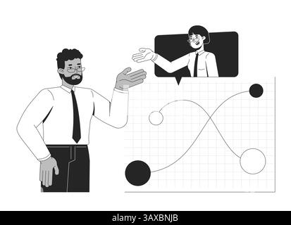 Data discussion and analysts collaboration line illustration concept Stock Vector
