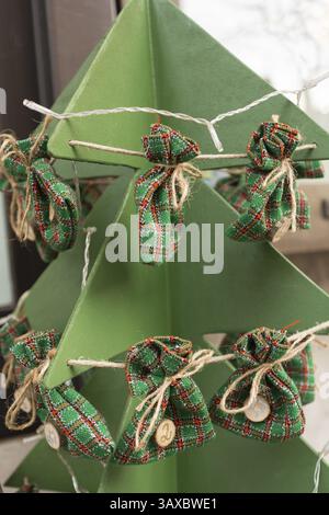 Close-up of an Advent calendar in the shape of a tree Stock Photo
