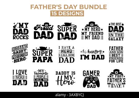 Father's Day Bundle t-shirt designs Stock Vector