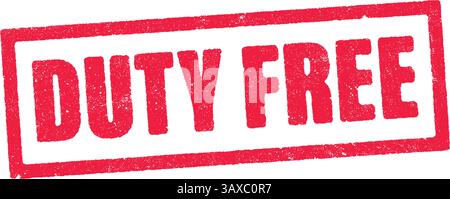Vector illustration of the word Duty free in red ink stamp Stock Vector